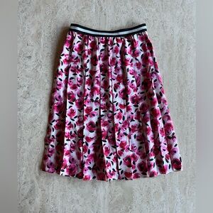 Kate Spade Mini Rose Pleated Pink Red Silk Skirt -0